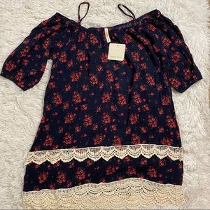 Navy blue Floral long shirt by orange creek